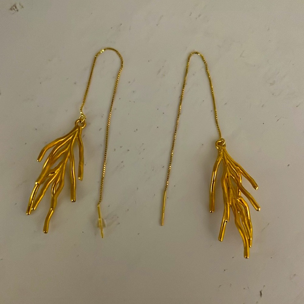 Unique Artisan Dangling Thread Earrings - image 1